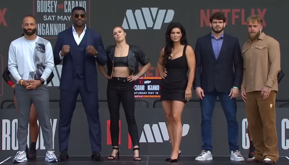 MVP MMA Jake Paul alongside Ronda Rousey, Gina Carano, Francis Ngannou and Lins