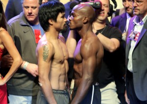 Boxers Manny Pacquiao (L) and Timothy Br