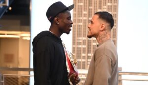 Richardson Hitchins and George Kambosos face to face