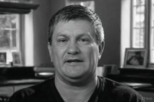 Boxing legend Ricky Hatton black and white photo