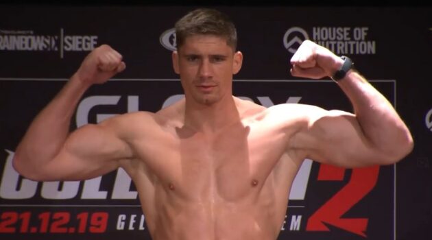 Glory kickboxing champ Rico Verhoeven at weigh in for his fight with Badr Hari