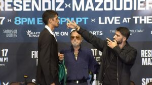 PBC Boxing Sebastian Fundora vs Ermal Hadribeaj staredown