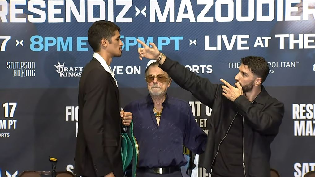 PBC Boxing Sebastian Fundora vs Ermal Hadribeaj staredown