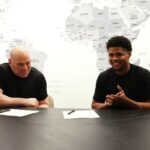 Dana White and Shakur Stevenson at Zuffa Boxing headquarters