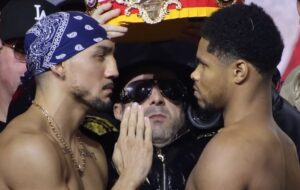 Boxers Teofimo Lopez and Shakur Stevenson face to face at weigh in