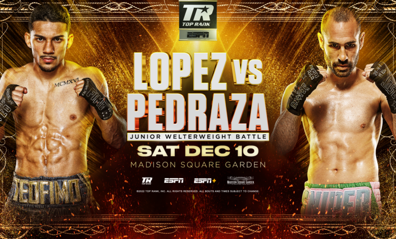 Teofimo Lopez vs Jose Pedraza December 10