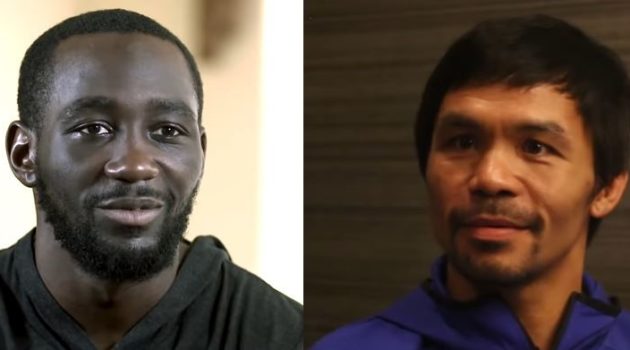 Bud Crawford and Manny Pacquiao faces