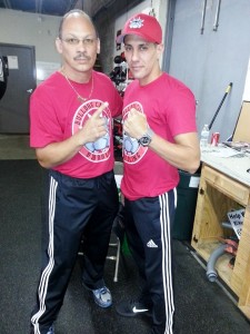 Trainer Israel 'Pepo' Figueroa and Jonathan Perez