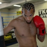 Wadi Camacho lets rip on the heavybag at the TRAD TKO Boxing Gym in London