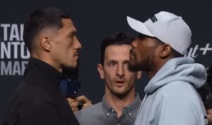 Jai Opetaia vs. Brandon Glanton face off at Zuffa Boxing presser