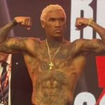 Conor Benn weigh in bicep flex