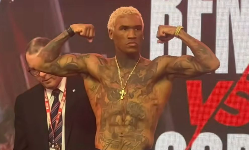 Conor Benn weigh in bicep flex