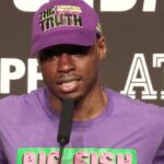 Errol Spence Jr purple outfit Ugas presser