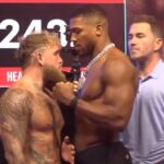 Jake Paul vs Anthony Joshua weigh in staredown