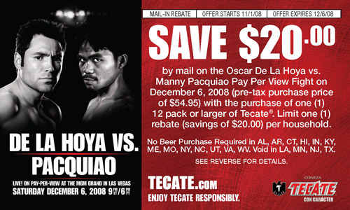 Tecate Boxing Rebate Form